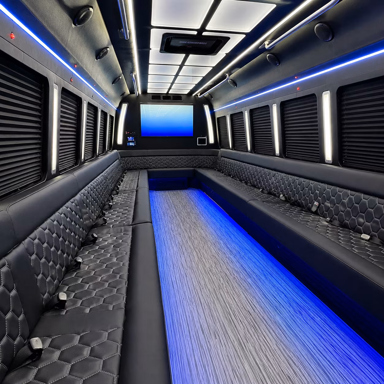 sunnyvale 50 passenger party bus inside